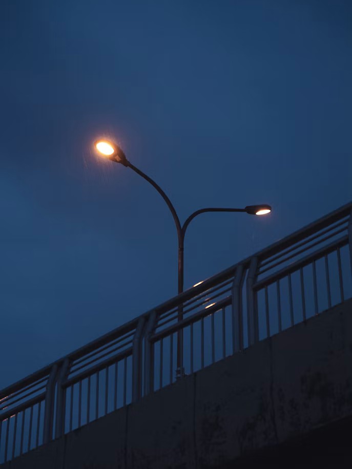 Street and road lighting at dusk